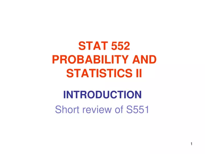 stat 552 probability and statistics ii