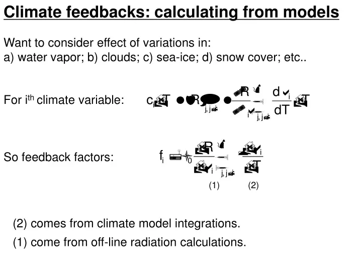 climate feedbacks calculating from models