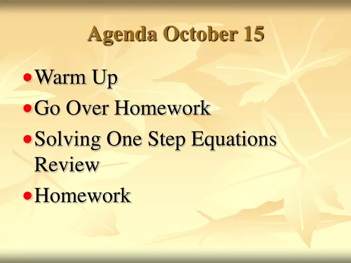 agenda october 15