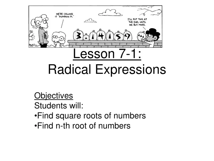 lesson 7 1 radical expressions