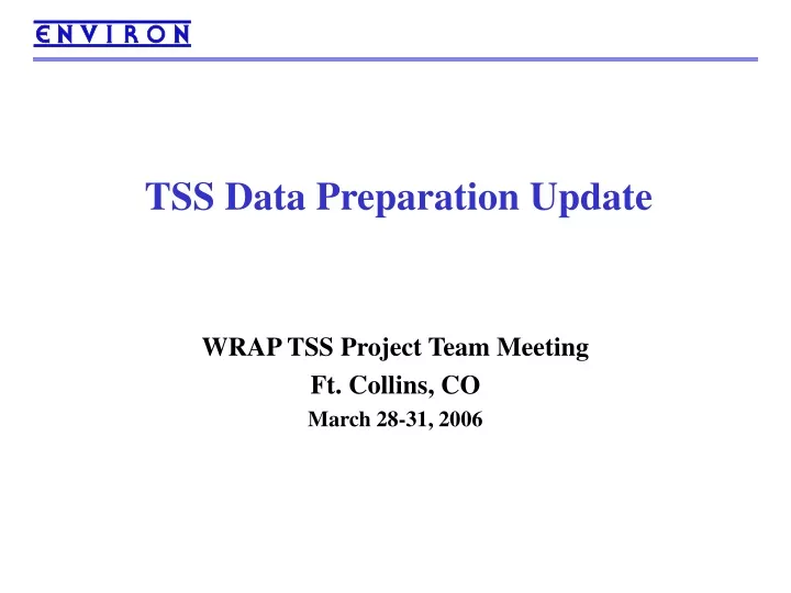 tss data preparation update