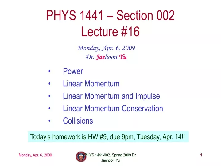 phys 1441 section 002 lecture 16