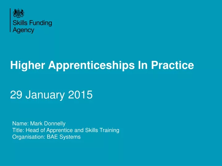 higher apprenticeships in practice 29 january 2015