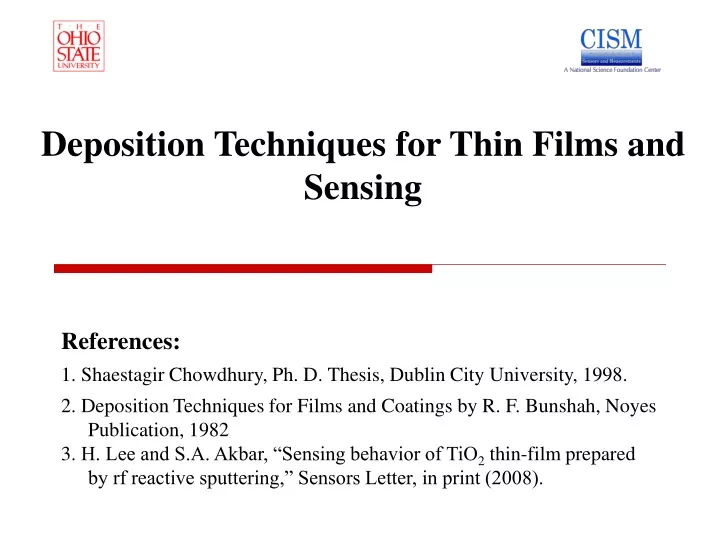 deposition techniques for thin films and sensing