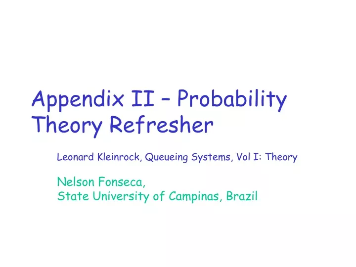 appendix ii probability theory refresher