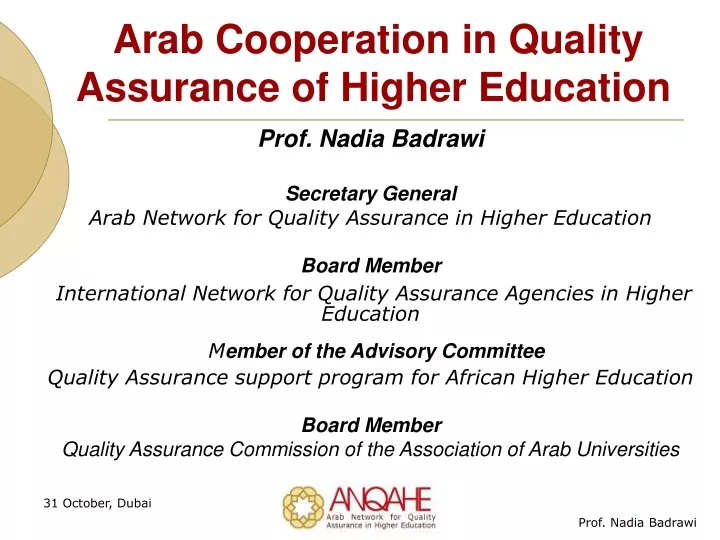arab cooperation in quality assurance of higher