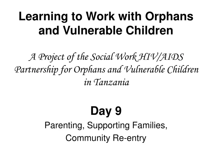 learning to work with orphans and vulnerable children