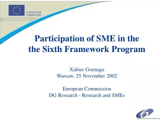 Participation of SME in the the Sixth Framework Program