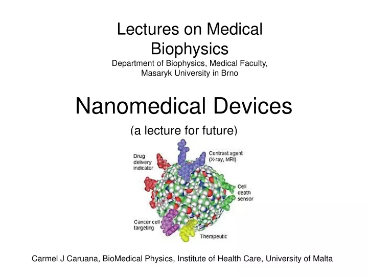 nanomedical devices a lecture for future