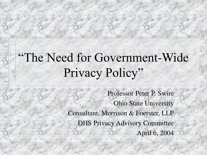 the need for government wide privacy policy