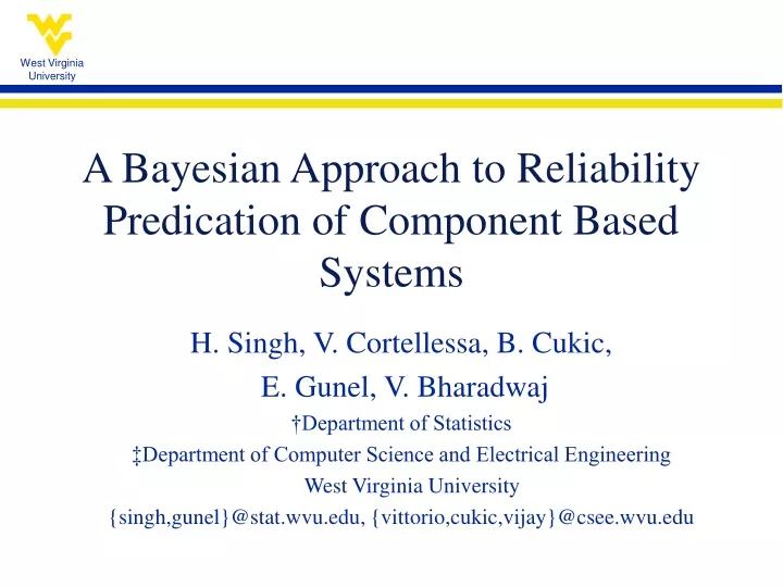 a bayesian approach to reliability predication of component based systems