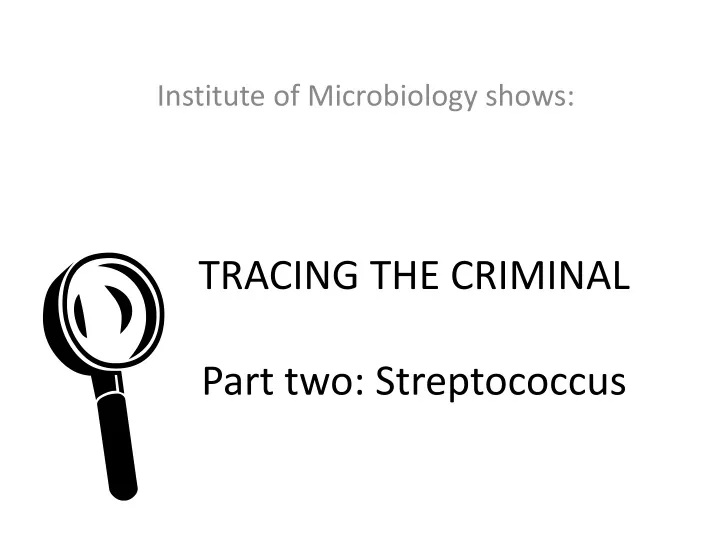 tracing the criminal part two streptococcus