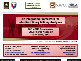 An  Integrating  Framework for Interdisciplinary Military Analyses