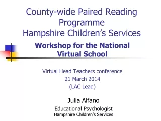 County-wide Paired Reading Programme Hampshire  Children’s Services