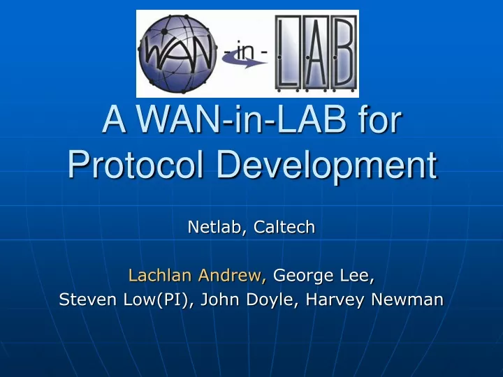 a wan in lab for protocol development