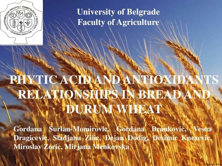 university of belgrade faculty of agriculture