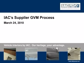 IAC’s Supplier GVM Process