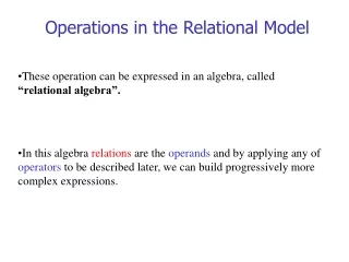 Operations in the Relational Model