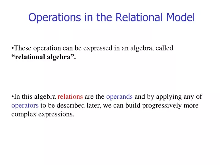 operations in the relational model