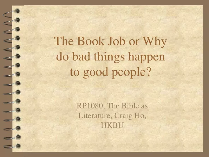 the book job or why do bad things happen to good people