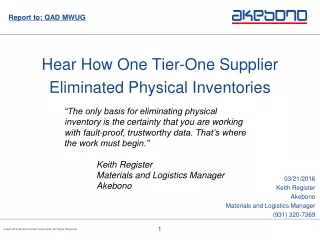 Hear How One Tier-One Supplier Eliminated Physical Inventories