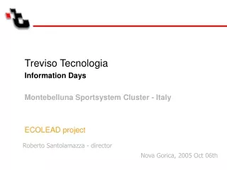 Treviso Tecnologia Information Days Montebelluna Sportsystem Cluster - Italy ECOLEAD project