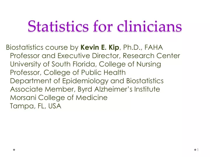 statistics for clinicians