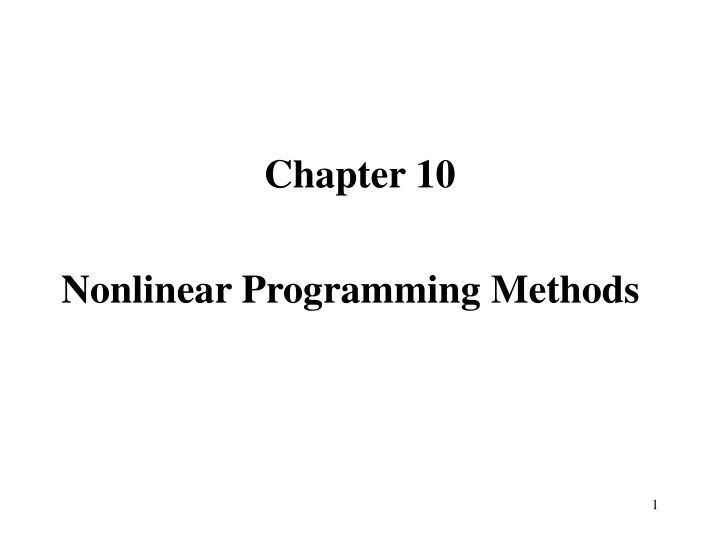 chapter 10 nonlinear programming methods