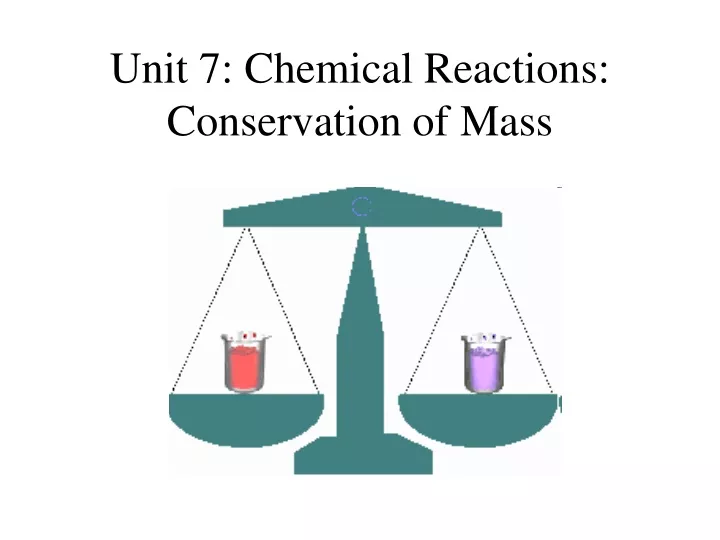 unit 7 chemical reactions conservation of mass