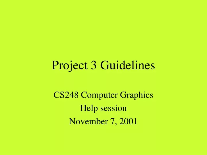 project 3 guidelines
