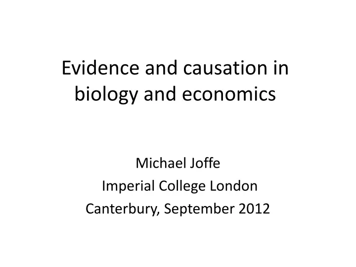 evidence and causation in biology and economics