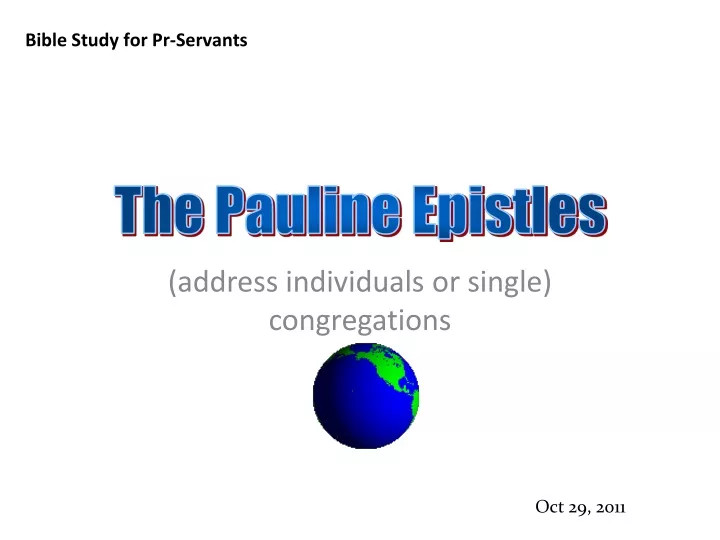 address individuals or single congregations