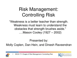 Risk Management:  Controlling Risk