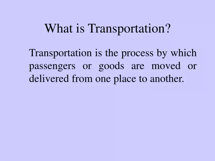 what is transportation