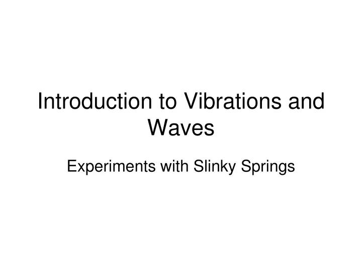 introduction to vibrations and waves
