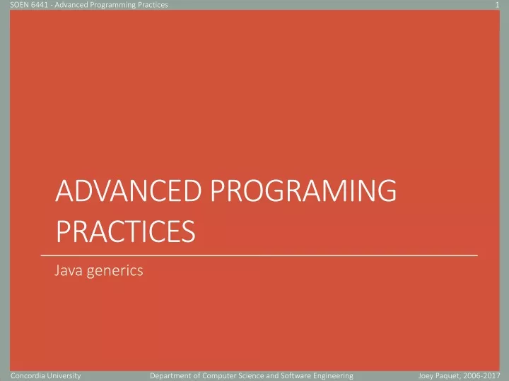 advanced programing practices