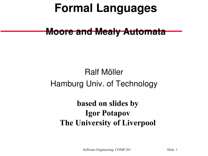 automata and formal languages moore and mealy automata