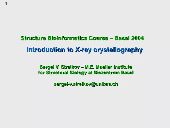 structure bioinformatics course basel 2004