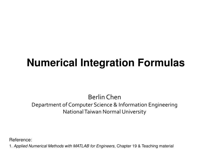 numerical integration formulas