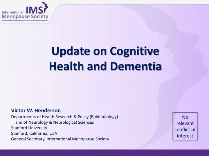 update on cognitive health and dementia