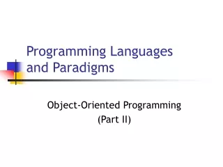 Programming Languages and Paradigms