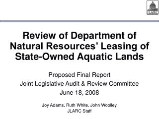 Review of Department of Natural Resources’ Leasing of State-Owned Aquatic Lands