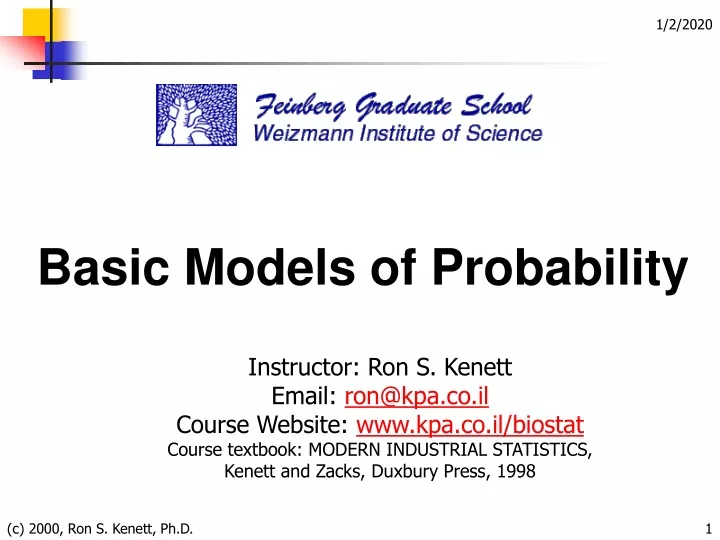 basic models of probability