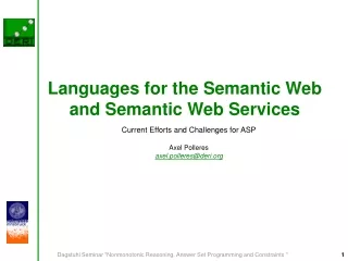 Languages for the Semantic Web and Semantic Web Services