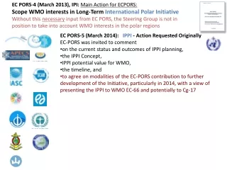 EC PORS-5 (March 2014):    IPPI  -  Action Requested Originally EC-PORS was invited to comment