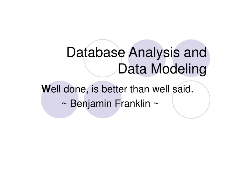 database analysis and data modeling