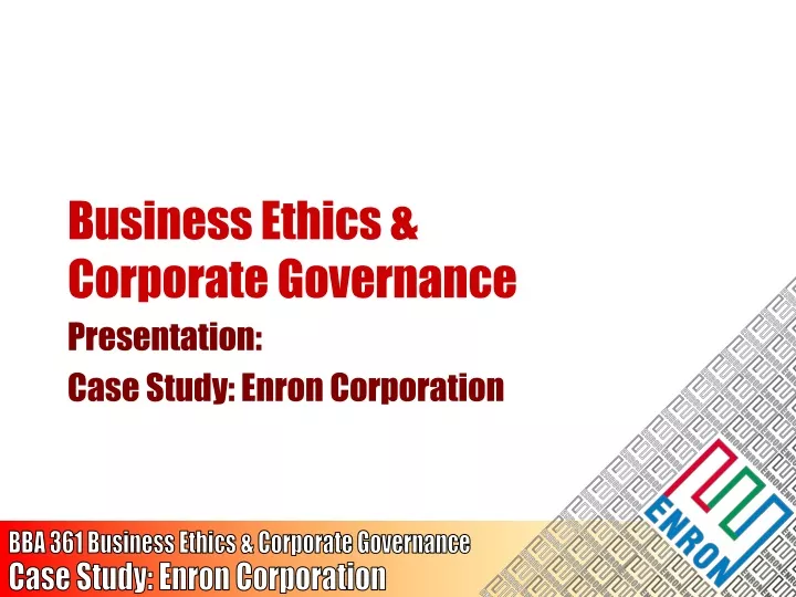 business ethics corporate governance