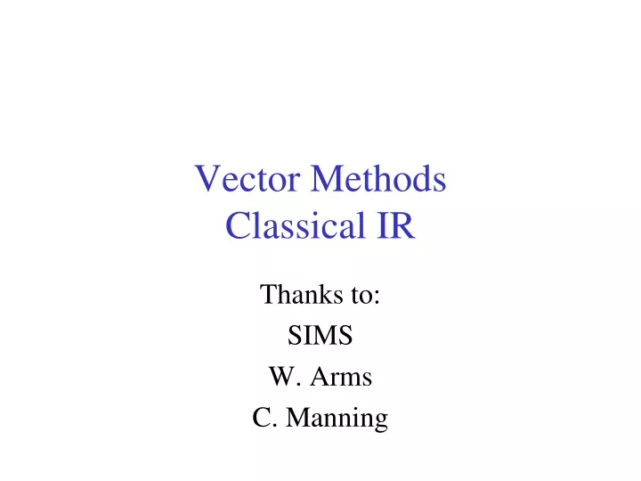 vector methods classical ir