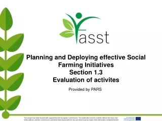Planning and Deploying effective Social Farming Initiatives Section 1.3  Evaluation of activites