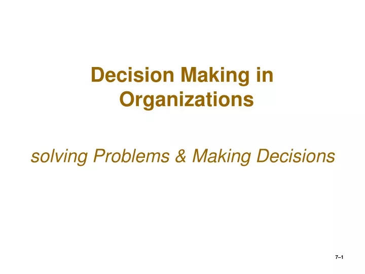 decision making in organizations solving problems